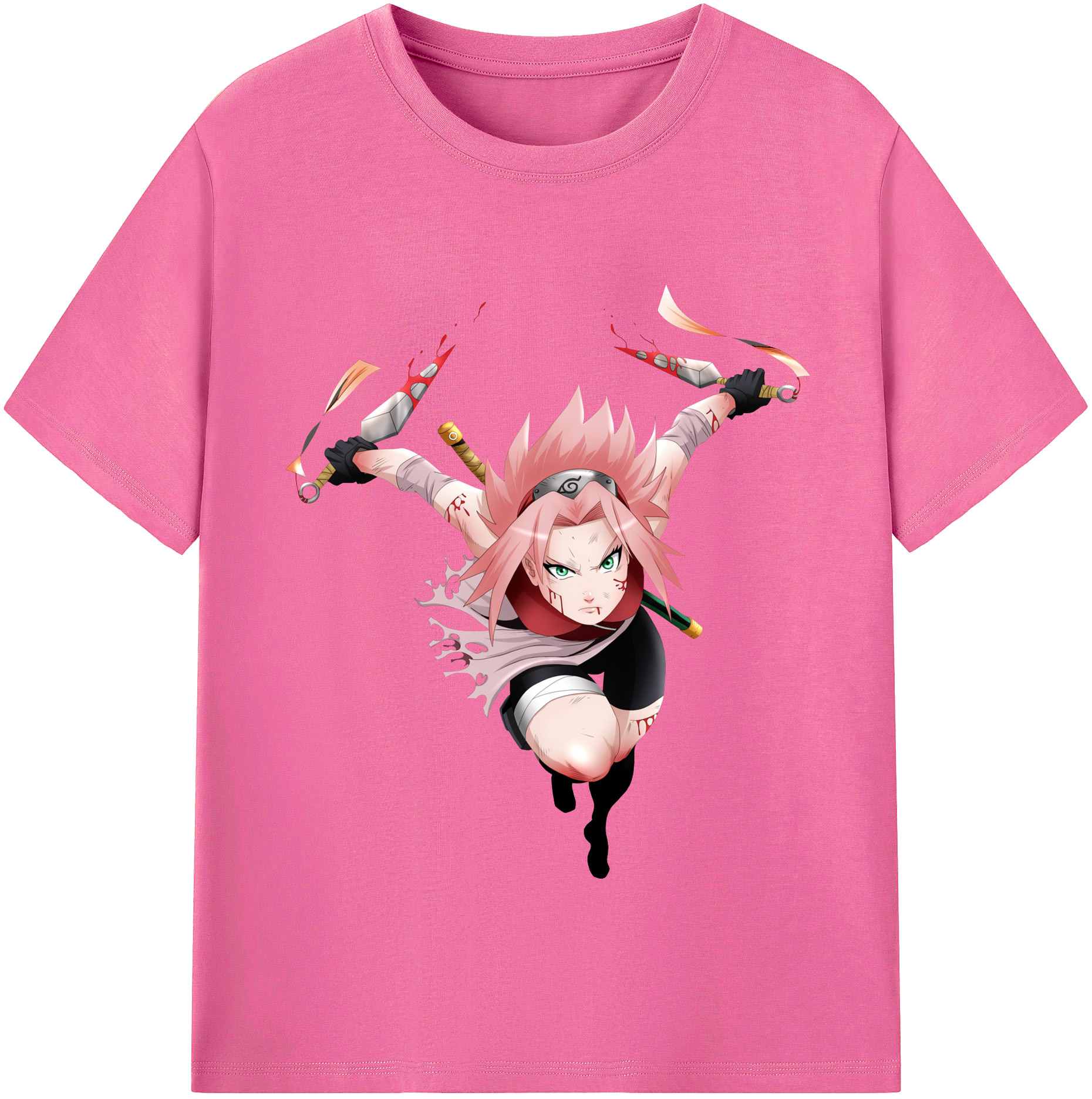 （画像用） NARUTO -ナルト- 春野サクラ Haruno Sakura レディースカジュアルプリントTシャツ（綿100％）
